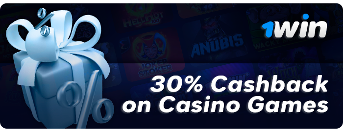 Cashback at online casinos 1Win - return 30% of the game