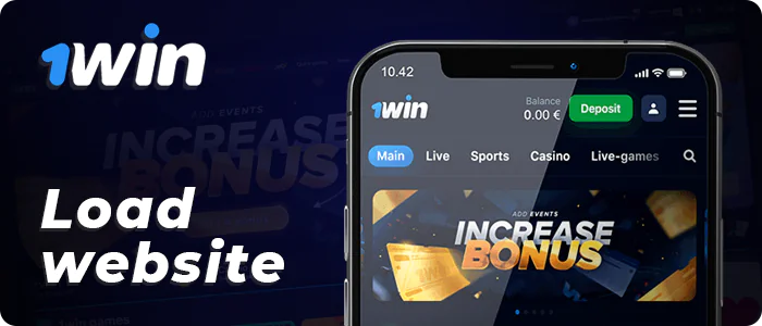 Open 1Win website on your iOS device