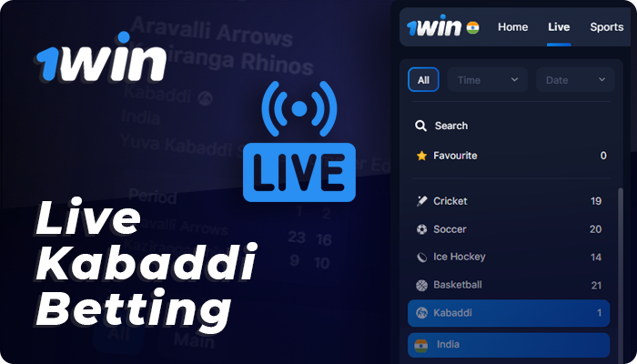 1win Live Kabaddi Betting for Indian players