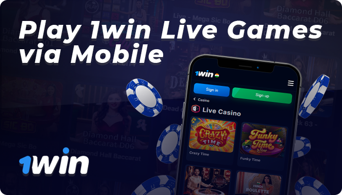 Play 1win live casino games on Android and iOS devices