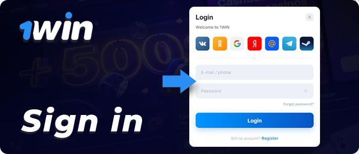 Log in to your 1Win account