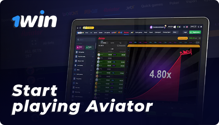 Steps to start the game in 1win Aviator