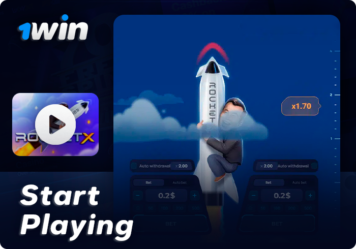 Start playing Rocket X on the 1Win site